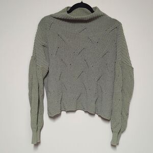 Poof Apparel Green Mock Turtleneck Sweater